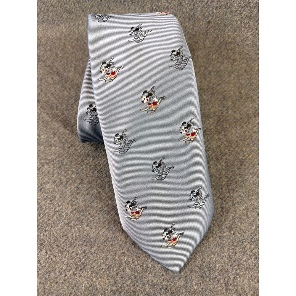 Vintage Mickey Mouse Balancine Tie Works Necktie Men Blue Skiing USA Made‎